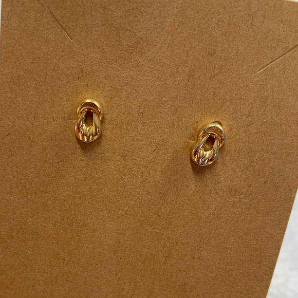 Monet GUC Gold Tone Saddle Post Earrings - Picture 2 of 5